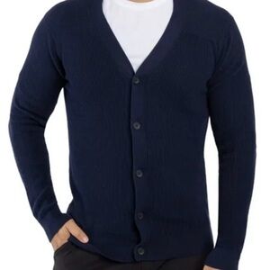 Mens X-ray Jeans Cardigan Sweater Front Buttons Sz 2XL Navy Hipster Blokecore